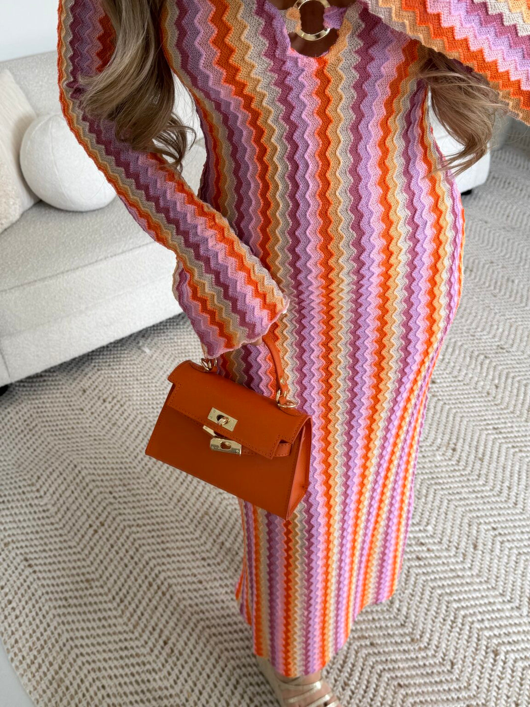 Solène™ | Robe d’été en maille à motif zigzag