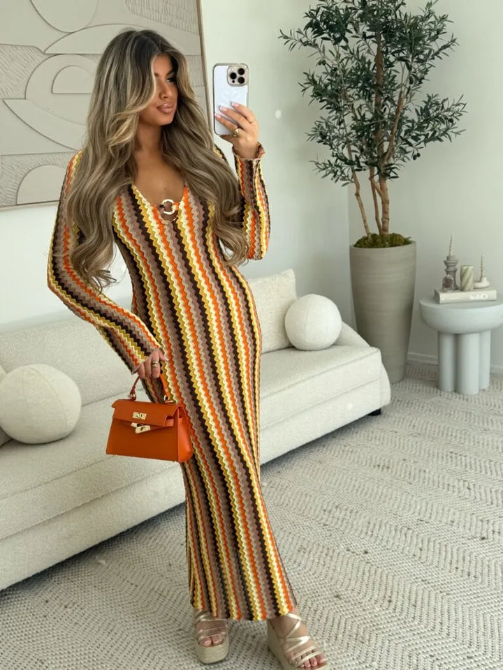 Solène™ | Robe d’été en maille à motif zigzag