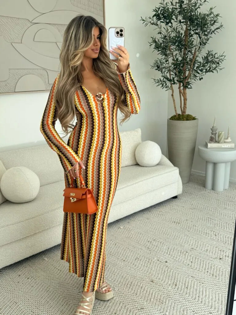 Solène™ | Robe d’été en maille à motif zigzag