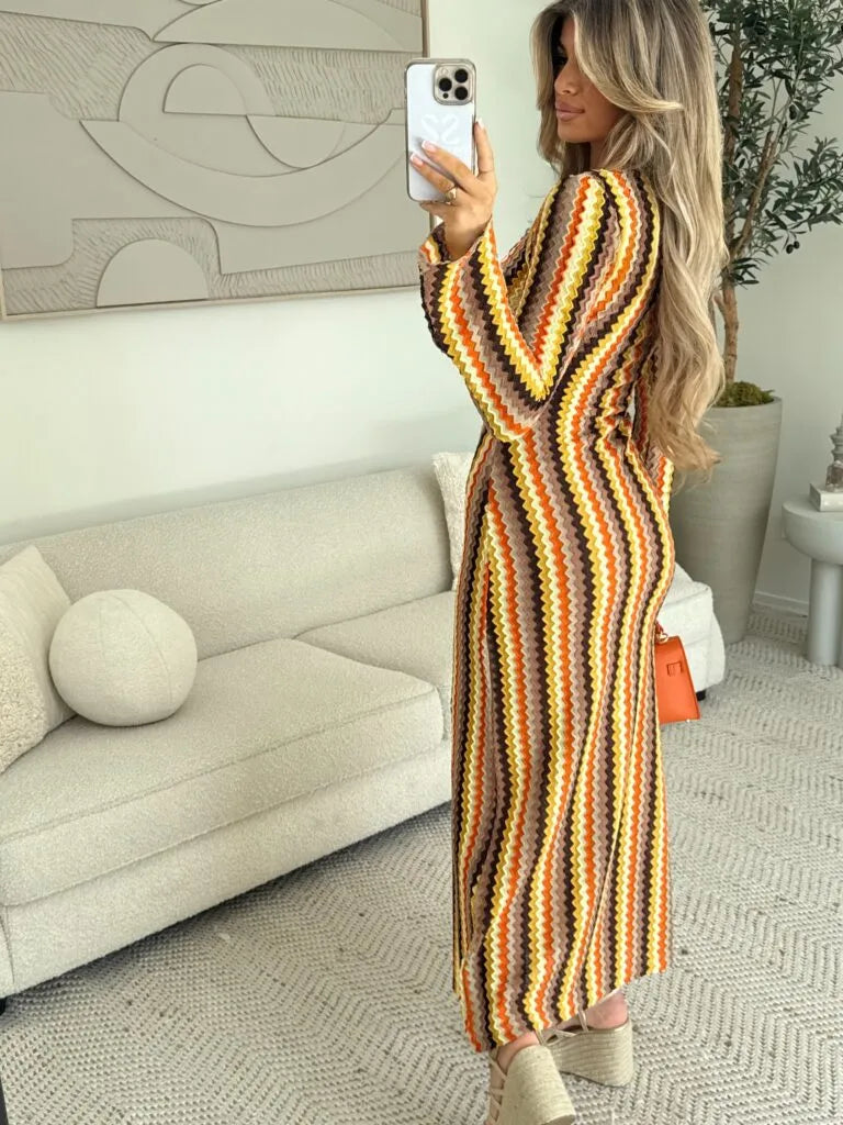 Solène™ | Robe d’été en maille à motif zigzag