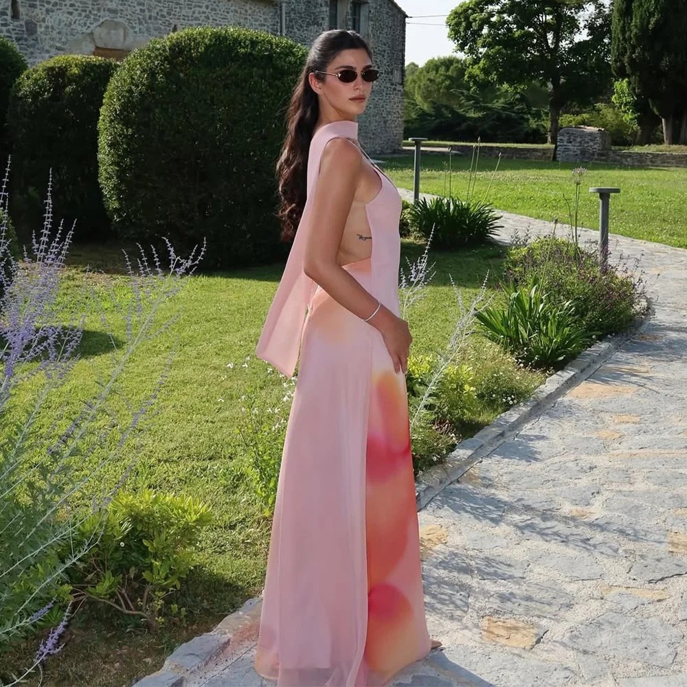 Solène™ | Robe longue dos nu au drapé satiné