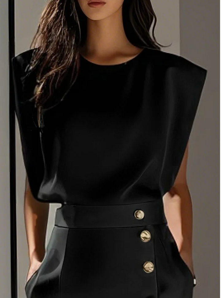 Sophie™ | Robe midi ajustée avec boutons dorés