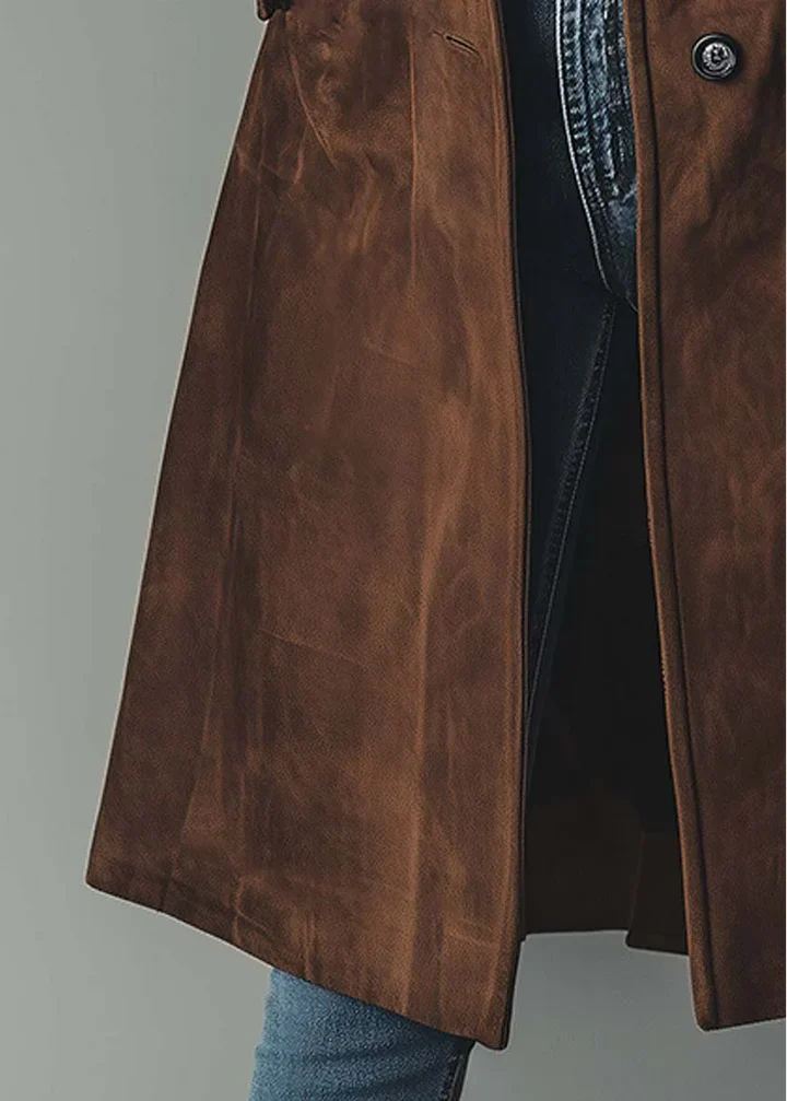 Manteau Élégant à Texture Suédée