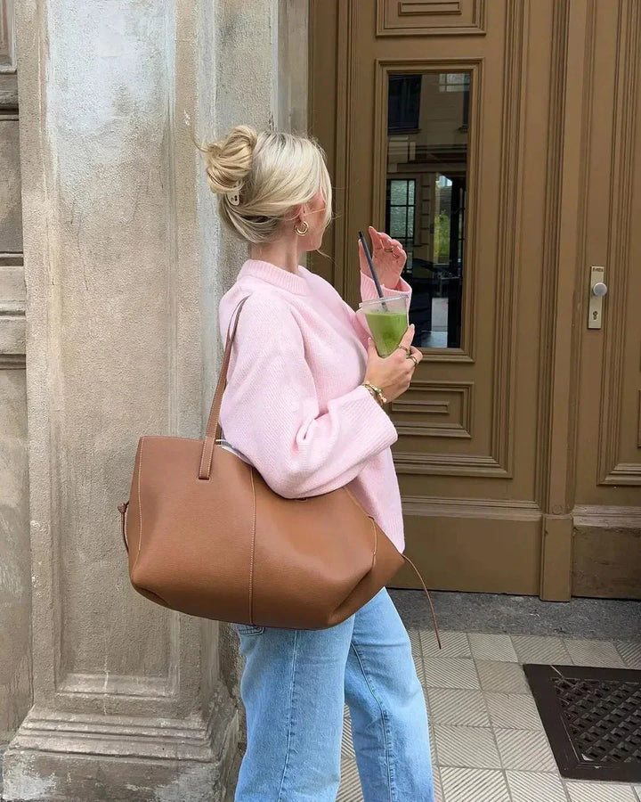 ÉLODIE | PULL ROSE À MANCHES LONGUES