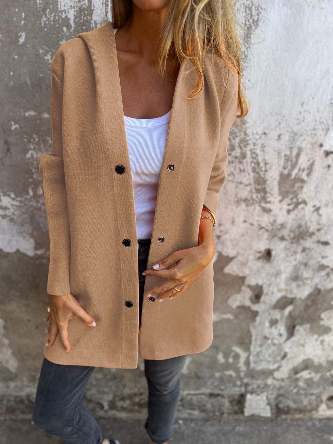 Liora™ | Gilet long Cozy Chic avec capuche
