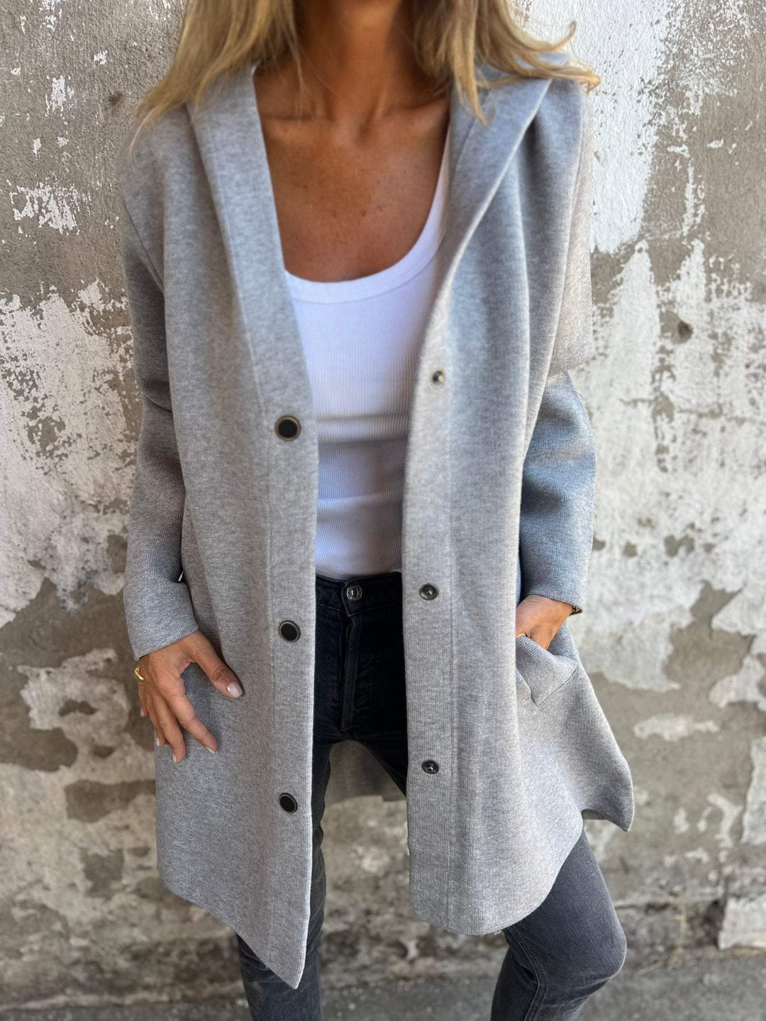 Liora™ | Gilet long Cozy Chic avec capuche
