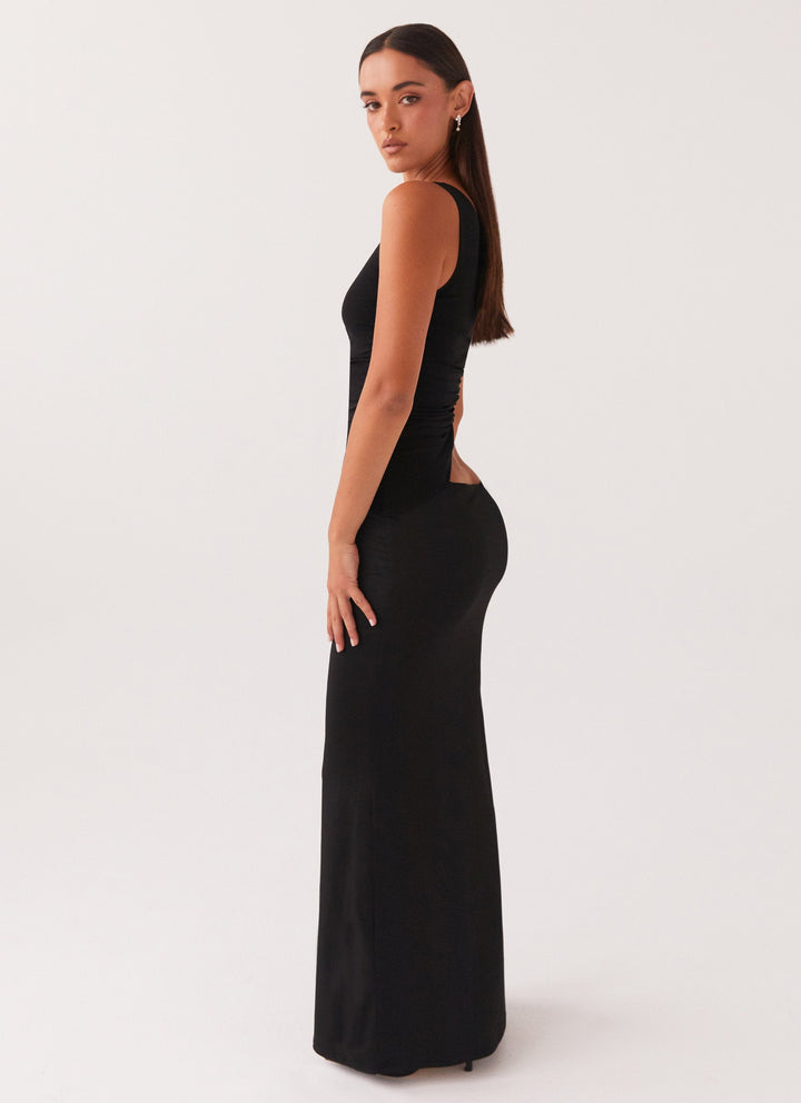 CHLOÉ NOIRE – ROBE LONGUE ASYMÉTRIQUE